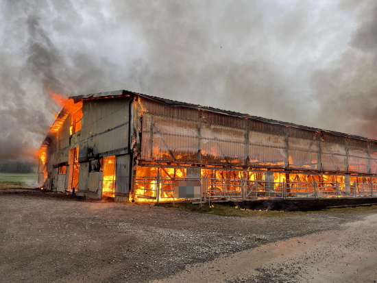 Brand eines Landwirtschaftsgebäudes in Cournillens